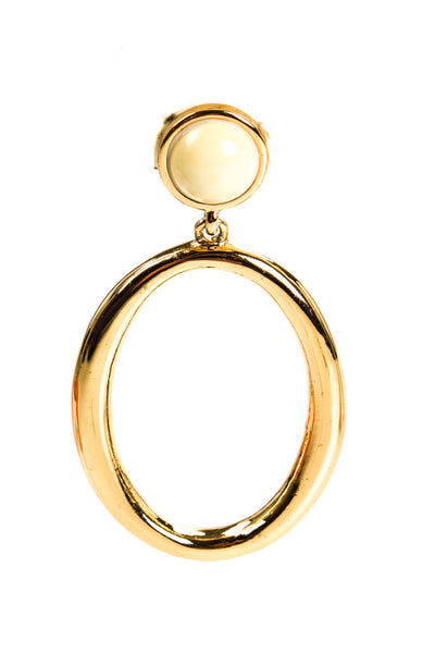 Trina Turk Womens Gold Tone Resin Drop Oval Earrings