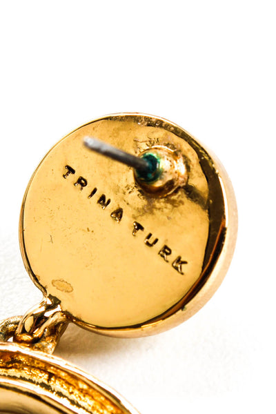 Trina Turk Womens Gold Tone Resin Drop Oval Earrings