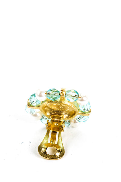 Roxanne Assoulin Womens Vintage Gold Tone Beaded Faux Pearl Clip On Earrings