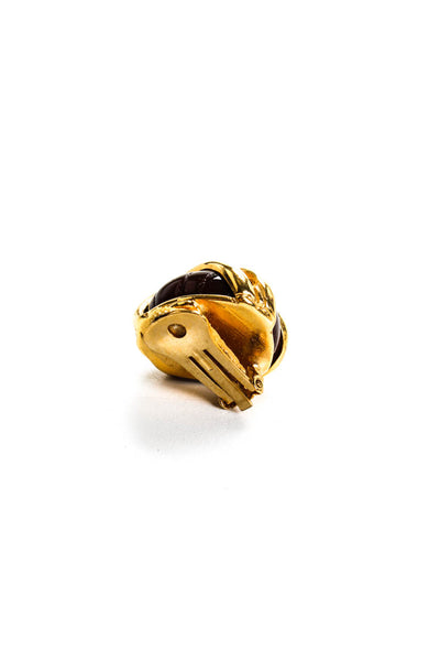 Replica Womens Vitnage Gold Tone Enamel Swirl Overlay Clip On Earrings Lot 3