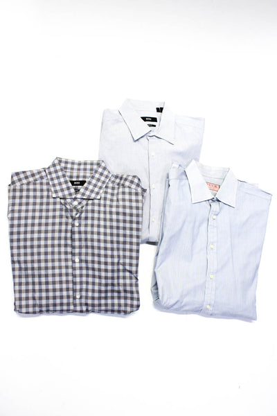 Boss Hugo Boss Men's Collar Long Sleeves Plaid Button Up Shirt Size 16.5 Lot 3