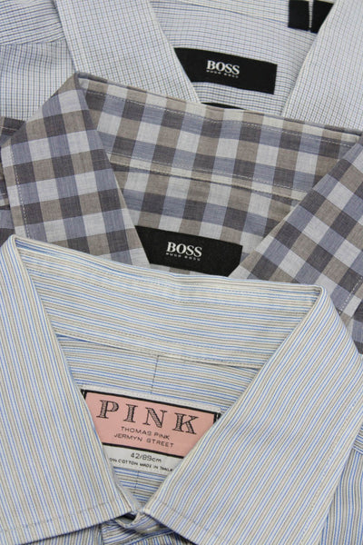 Boss Hugo Boss Men's Collar Long Sleeves Plaid Button Up Shirt Size 16.5 Lot 3