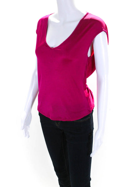 Emporio Armani Women's Sleeveless V-Neck Stretch Blouse Pink Size 38