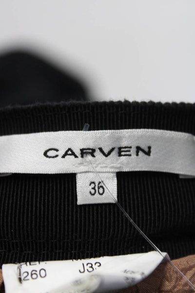 Carven Womens Pleated Fleece Mini Circle Skirt Black Wool Size FR 36