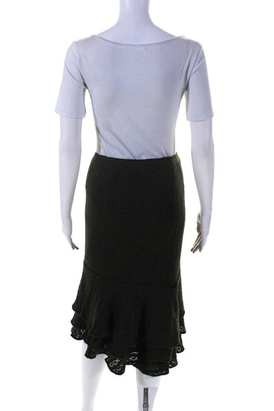 Ralph Lauren Blue Label Womens Pointelle Knit Drop Waist Skirt Dark Green Small