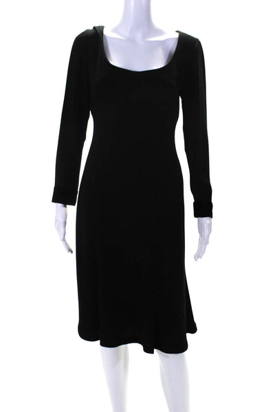 Marisa Minicucci Womens Velvet Cuff Long Sleeve Crepe Sheath Dress Black Size 6