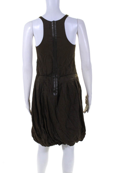 Marni Womens Crew Neck Sleeveless Voile Bubble Hem Dress Brown Cotton Size IT 38