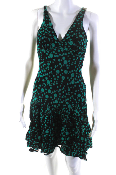 ULF Andersson Women's V-Neck Sleeveless Tiered Mini Dress Polka Dot Size M