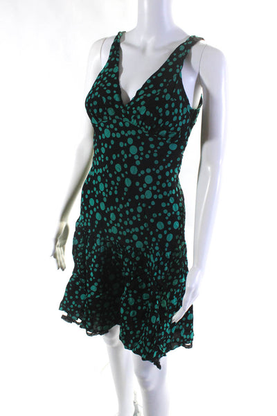 ULF Andersson Women's V-Neck Sleeveless Tiered Mini Dress Polka Dot Size M