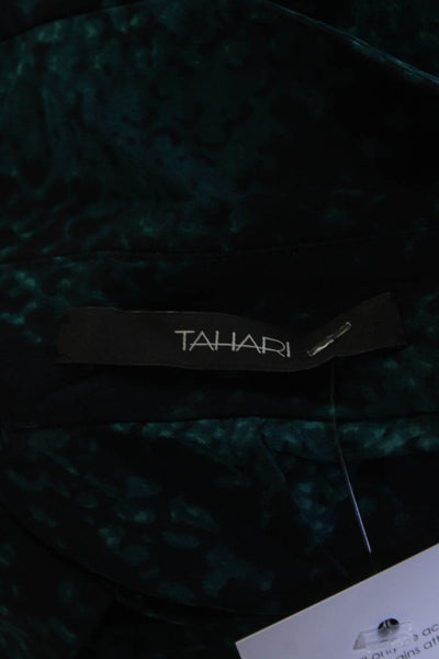 Tahari Women's Collar Long Sleeves Button Down Sheer Blouse Green Size XS