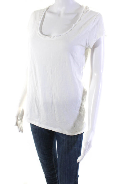 Tahari Women's Round Neck Short Sleeves T-Shirt White Size M