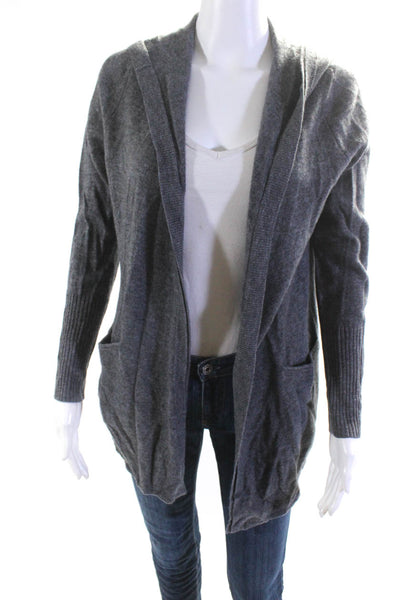 Max Studio Women's Hood Long Sleeves Open Front Cardigan Sweater Gray Size S