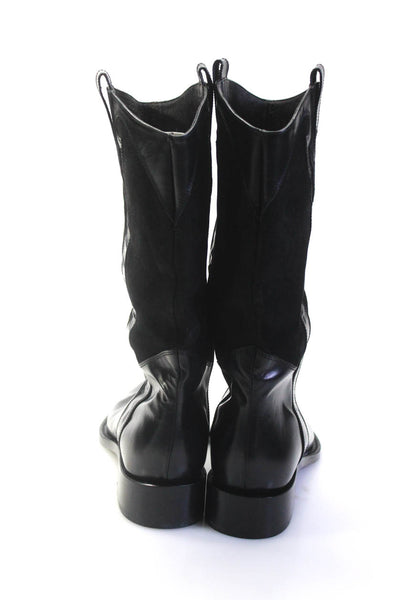 Franco Martini Women's Pointed Toe Mid Calf Western Boot Black Size 6.5