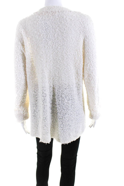 Inhabit Womens Cotton Fuzzy Knit Long Sleeve High-Low Sweater Cream White Size L