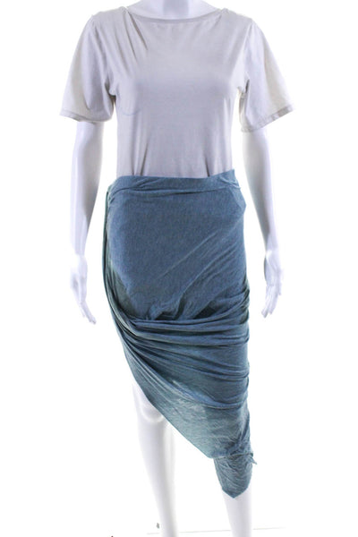 Helmut Lang Womens Jersey Knit Ruffled Unlined Midi Tulip Skirt Blue Size M