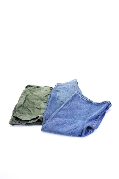 J Crew The Lifestyled Co Womens Cotton Shorts Jeans Green Blue Size 16 XL Lot 2