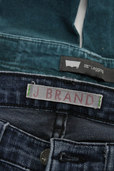 Levis J Brand Womens Cotton Corduroy Skinny Jeans Turquoise Size 5M 25 Lot 2