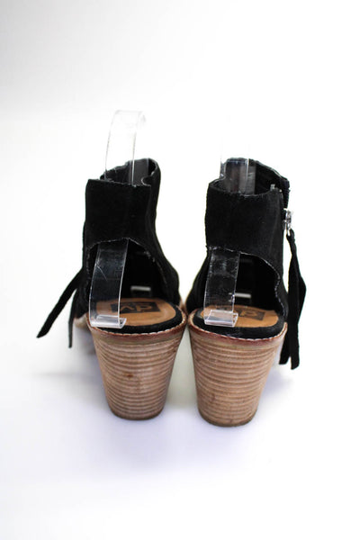 Dolce Vita Womens Cut-Out Round Toe Zipped Slip-On Cuban Heels Black Size 7.5