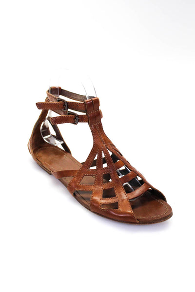 Belle Sigerson Morrison Womens Leather Strappy Ankle Buckle Sandals Brown Size 6