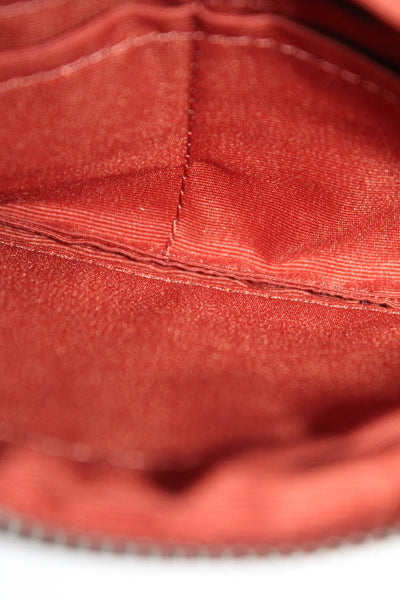 Coach Womens Leather Plaid Zipper Closure Wristlet Handbag Pink Red