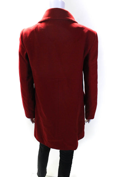 Whistles Womens Wool Long Sleeve Double Breasted Mid-Length Pea Coat Red Size 6