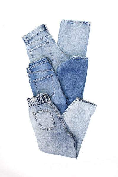 Zara Just Black Denim Womens Cotton Straight Ruffled Jeans Blue Size 2 24 Lot 3