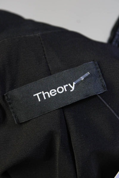 Theory Womens Wool V-Neck Long Sleeve Open Front Blazer Jacket Black Size 0