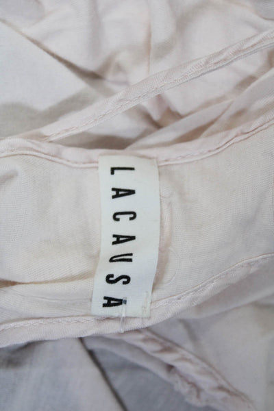 Lacausa Womens Cotton Sleeveless Round Neck Midi Pullover Tank Dress Pink Size S
