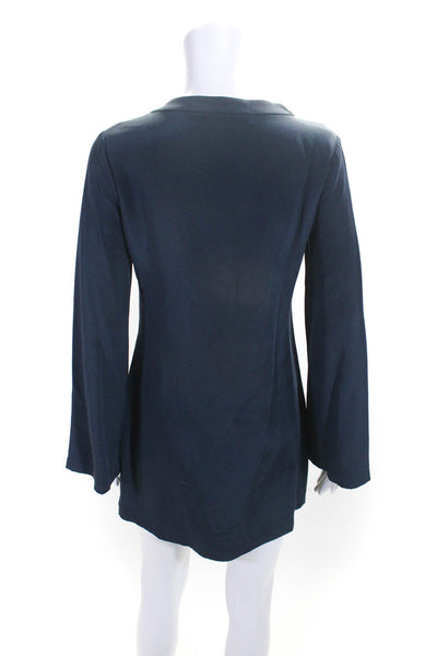 Elizabeth and James Womens Silk Long Sleeves Shirt Dress Navy Blue Size 2