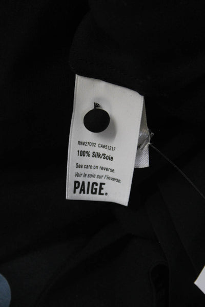 Paige Black Label Womens Silk Half Button Down Blouse Black Size Small