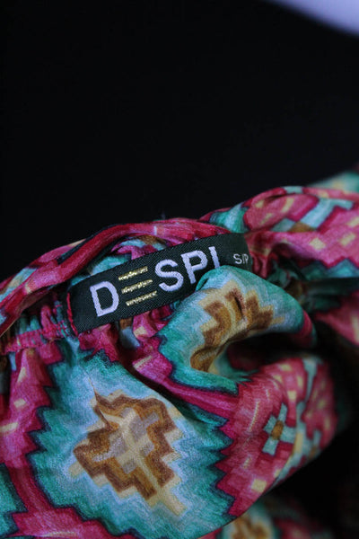 Despi Womens Silk Geometric Print Halter Neck Mini Dress Multi Colored Size Smal