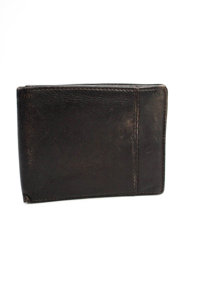 Valentino Garavani Grained Leather Vertical Bifold Card Wallet Dark Brown 9in