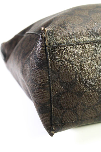 Coach Pebbled Leather C Monogram Top Zip Large Top Handle Handbag Brown Black