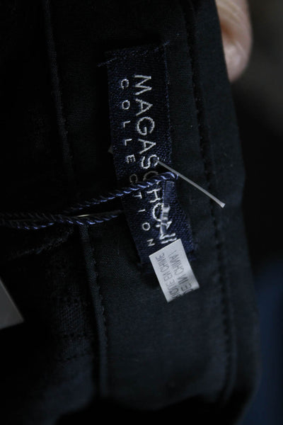Magaschoni Women's Collar Sleeveless Button Up Embellish Blouse Black Size 8