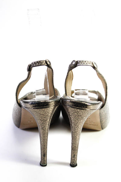 Nicholas Kirkwood Women's Open Toe Sling Back Silver Sandals Size 7.5