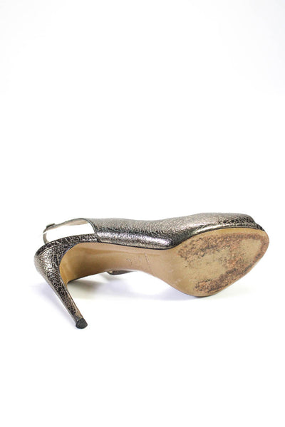 Nicholas Kirkwood Women's Open Toe Sling Back Silver Sandals Size 7.5