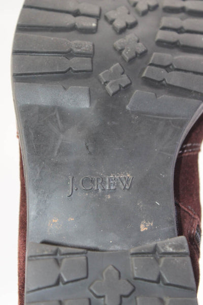 J Crew Womens Side Zip Block Heel Mid Calf Boots Brown Suede Size 7.5M