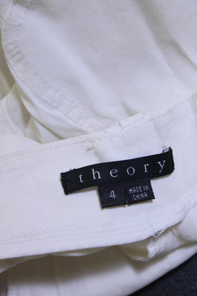 Theory Womens Linen Blend Cropped Sugar CPB Pants White Size 4