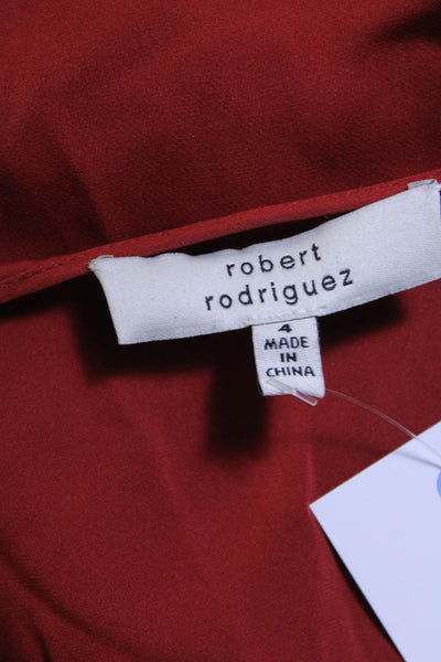 Robert Rodriguez Womens Jeweled V Neck Asymmetrical Tank Top Red Black Size 4