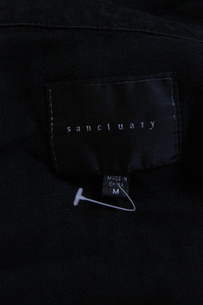 Sanctuary Womens Linen Full Zipper Wrap Jacket Black Size Medium