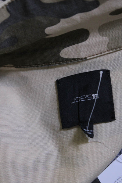 Joes Womens Camouflage Print Full Zipper Cargo Jacket Green Beige Size Small