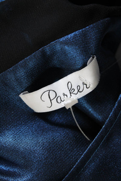 Parker Women's V-Neck Sleeveless Wrap Front Blouse Blue Size M