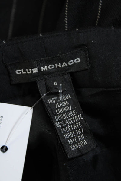 Club Monaco Women's Wool Pinstripe Mid Rise Straight Leg Slacks Black Size 4