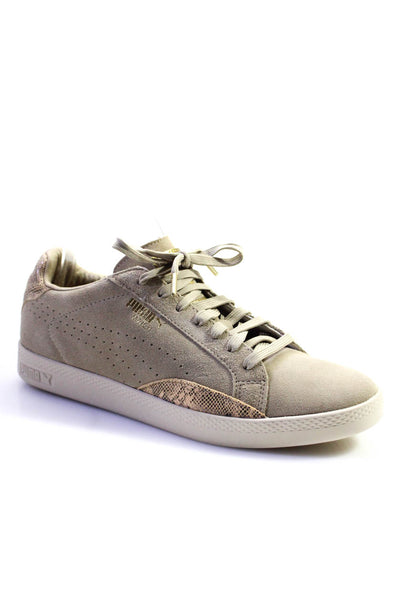 Puma Womens Suede Animal Print Round Toe Lace Up Low Top Sneakers Taupe Size 11