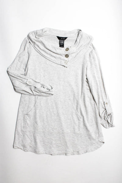 Ali Miles Women's Long Sleeve Cowl Neck Striped T-shirt Gray Size S, Lot 2