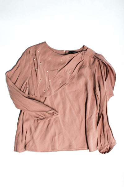 Zara Women's Round Neck Long Sleeves Embellish Blouse Mauve Size L Lot 2