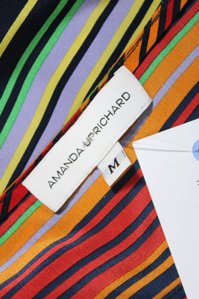 Amanda Uprichard Women's Round Neck 3/4 Sleeves Multicolor Stripe Blouse Size M