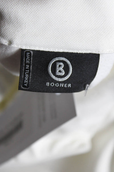 Bogner Womens Darted Collared Half Zipped Long Sleeve Athletic Top White Size M