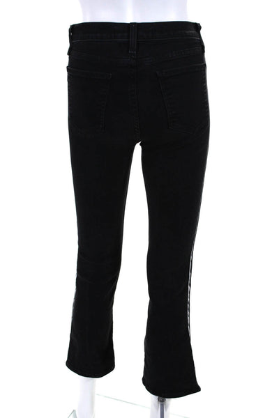 Veronica Beard Womens Cotton Stripe Buttoned Straight Leg Jeans Black Size EUR25