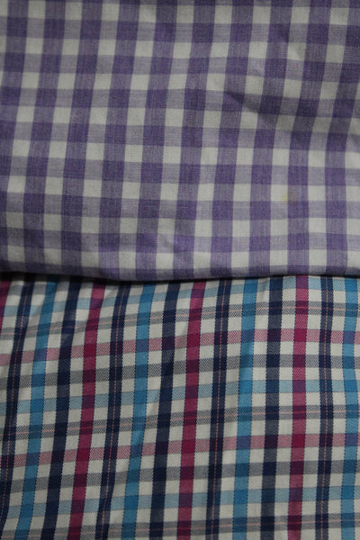 Peter Millar Mens Cotton Check Buttoned Long Sleeve Tops Purple Size 2XL Lot 2